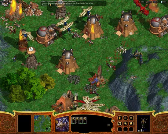 Warlords: Battlecry II Windows Griffons and Dragons attacking a Dwarf base