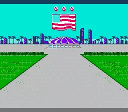 Double Dribble NES Outside shot of the stadium (US version).