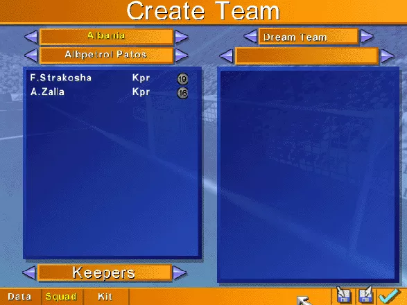 Kick Off 96 DOS You can create your own team