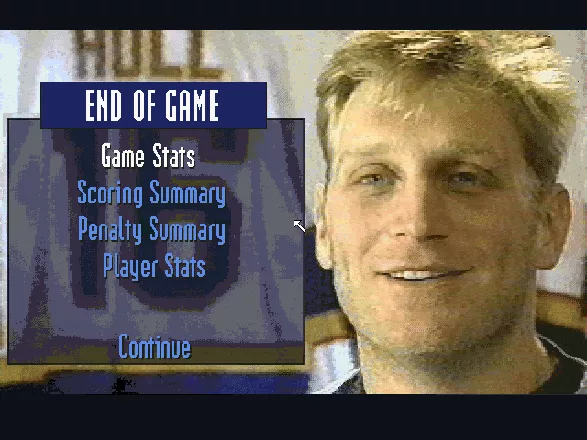 Brett Hull Hockey 95 DOS End of Game menu