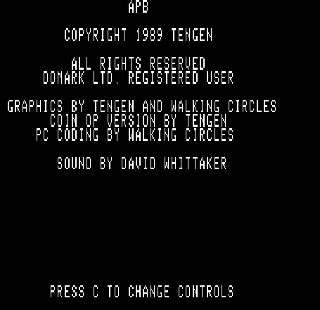 APB DOS Title screen (Hercules Monochrome)