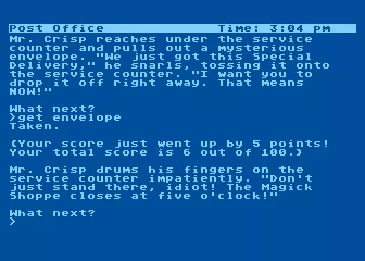Wishbringer Atari 8-bit Moving the game right along, the game requires you do perform this anti-fetch quest