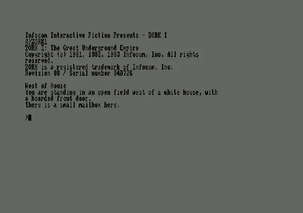 Zork: The Great Underground Empire Amstrad CPC Opening screen/starting location