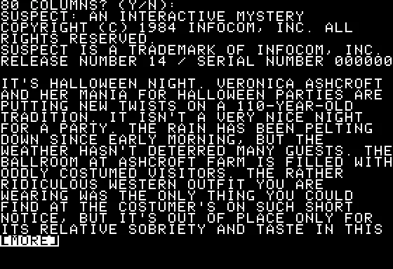 Suspect Apple II Introduction (40-column mode)