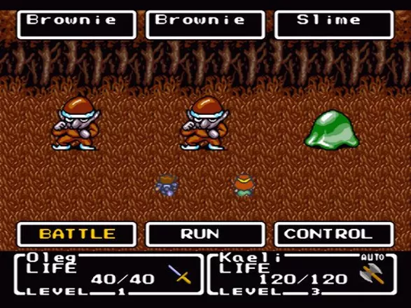 Final Fantasy: Mystic Quest SNES Fighting some brownies and slimes