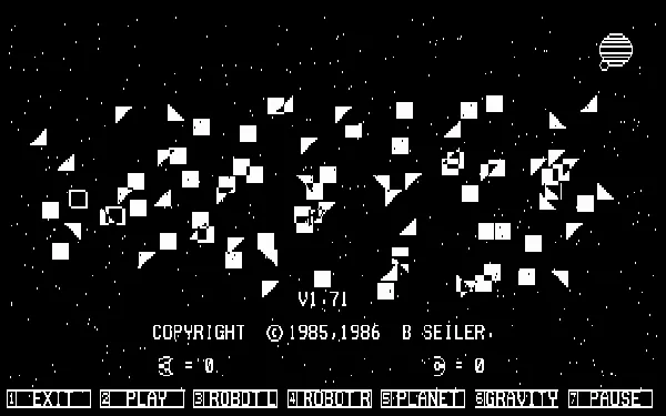 Spacewar DOS Title screen/main menu, title animation