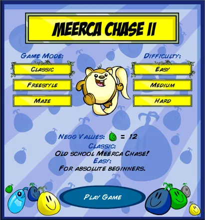 Meerca Chase II Browser Menu screen