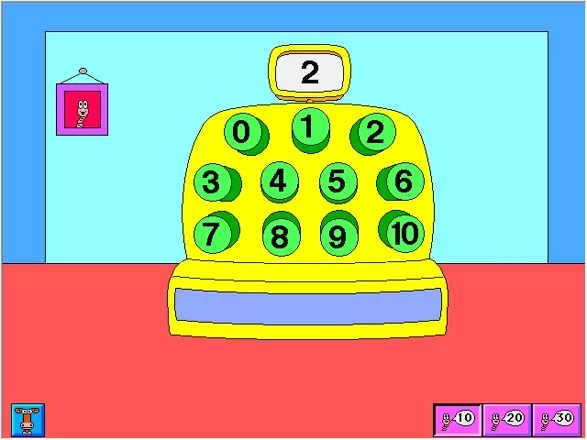Millie&#x27;s Math House Windows When the player clicks a register key the number is read aloud and counted off