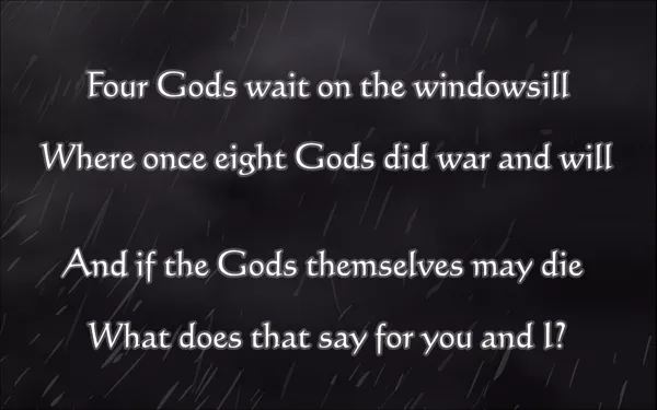 On the Rain-Slick Precipice of Darkness: Episode One Windows Weird poem in the Intro.