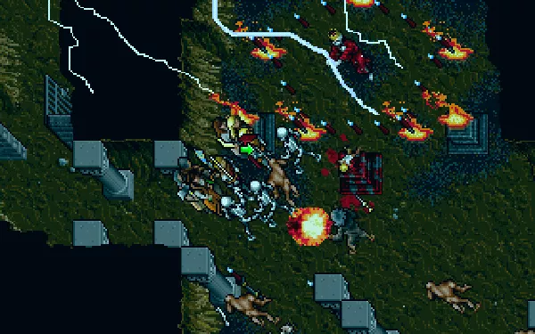 Ultima VII: Forge of Virtue DOS Facing some heavy opposition on the Isle of Fire, including a mad mage, his headless and skeleton minions, and a nasty lightning-summoning Liche
