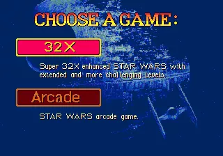 Star Wars Arcade SEGA 32X Game Choices