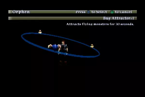 Orphen: Scion of Sorcery PlayStation 2 Item selection screen