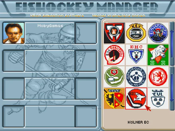 Eishockey Manager DOS Choosing a team.