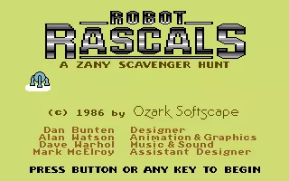 Robot Rascals Commodore 64 Title screen
