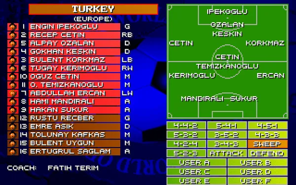 Sensible World of Soccer DOS Of course I&#x27;m playing as Turkey.