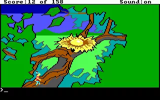 King&#x27;s Quest DOS Graham climbs a tree, and sees a giant golden egg! (EGA/Tandy)