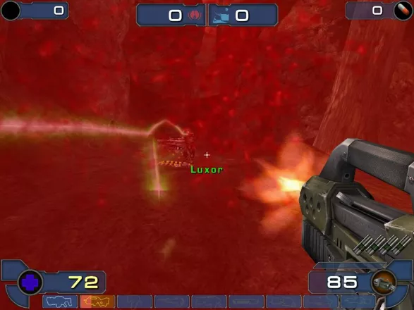 Unreal Tournament 2003 Windows That&#x27;s me, with blood running down my face.  I&#x27;ll be dead soon, as I&#x27;m using the default weapon.