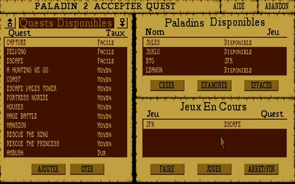 Omnitrend&#x27;s Paladin II Atari ST Mission selection screen
