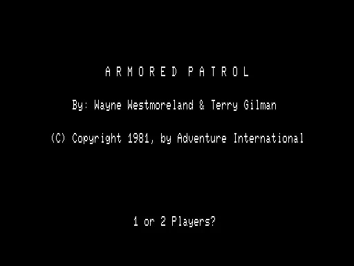 Armored Patrol TRS-80 Title screen