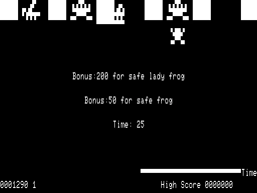 Frogger TRS-80 Bonus for saving the lady frog.