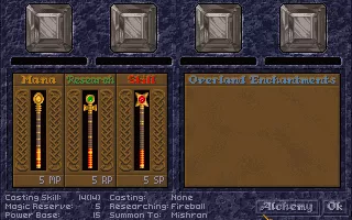 Master of Magic DOS Overview of diplomacy and mana distribution
