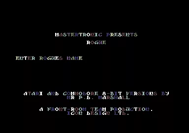 Rogue Commodore 64 Title screen and enter player name