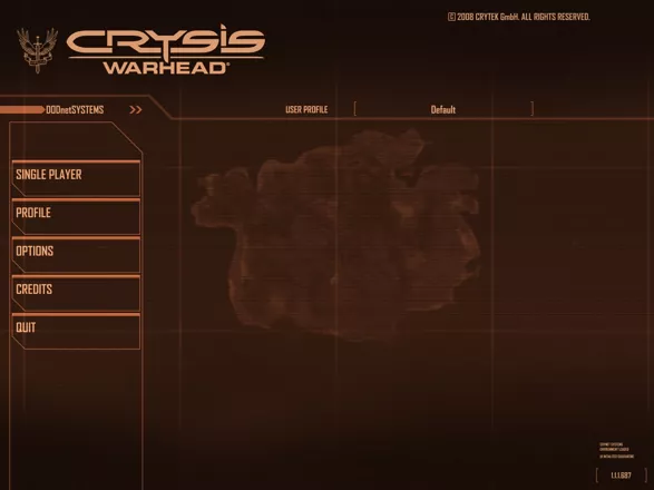 Crysis: Warhead Windows Main Menu