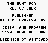 The Hunt for Red October Game Boy Title and Copyright Information