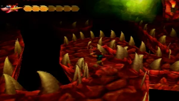 Banjo-Tooie Nintendo 64 This creepy hall is pitch black except when the swinging lights light the area.