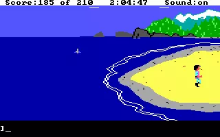 King&#x27;s Quest III: To Heir is Human DOS On a beach. (EGA/Tandy)