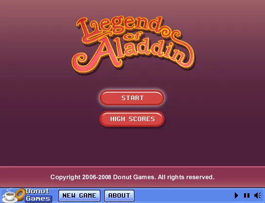 Legend of Aladdin Browser Title screen