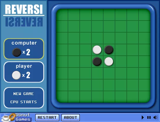 Reversi Browser Starting a new game.
