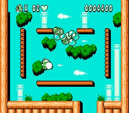Bubble Bobble Part 2 NES Hold down the attack button and you can float upwards!