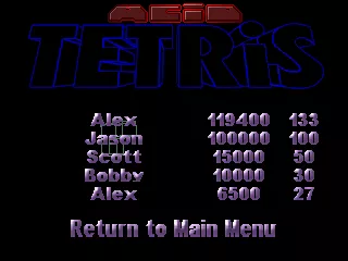 Acid Tetris DOS High scores.