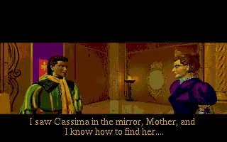 King&#x27;s Quest VI: Heir Today, Gone Tomorrow Amiga Intro: Prince Alexander tells his mother the news.