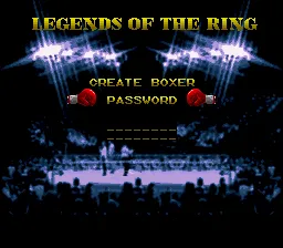 Boxing Legends of the Ring SNES Password screen