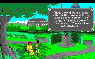 The Colonel&#x27;s Bequest Amiga Intro: Laura&#x27;s friend invites her to the Colonel&#x27;s estate.