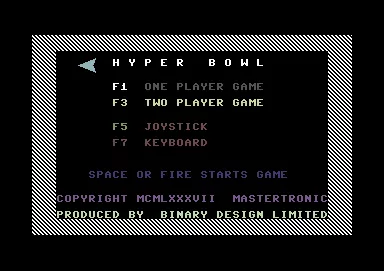 Hyperbowl Commodore 64 Main menu