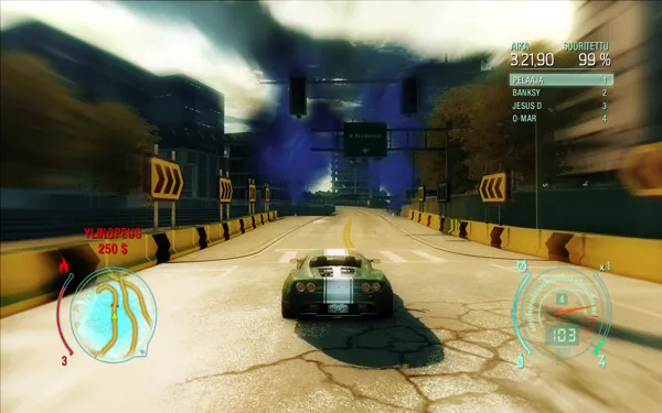 Need for Speed: Undercover Windows Blue smoke shows you finish line.