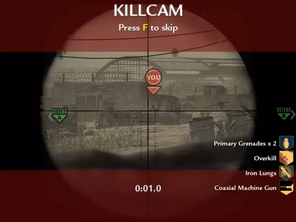 Call of Duty: World at War Windows The kill cam shows the last five seconds of your life.