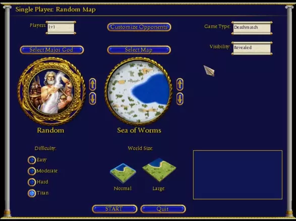 Age of Mythology Windows Settings for a random map.