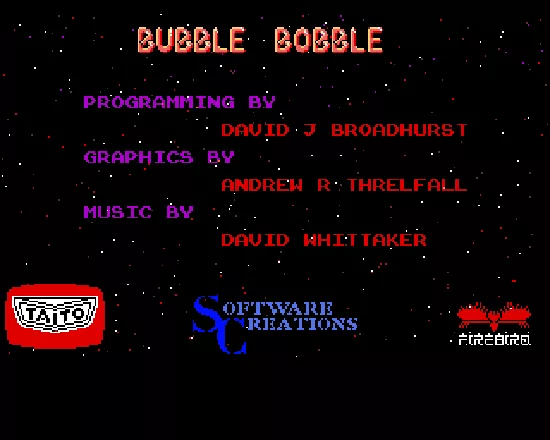 Bubble Bobble Amiga Credits