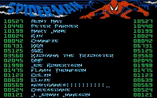 The Amazing Spider-Man DOS High scores.