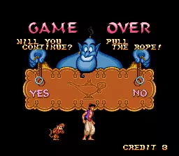 Disney&#x27;s Aladdin SNES You have 3 continues (3 wishes) 