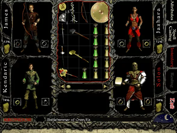 Return to Krondor Windows The party inventory screen