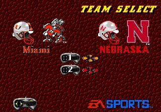 College Football USA 96 Genesis Select a team