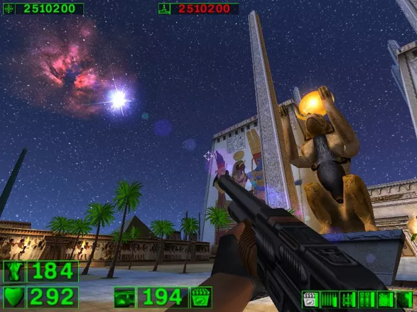 Serious Sam: The First Encounter Windows Another example of the beautiful graphics of the game. Here, in the middle of the night.