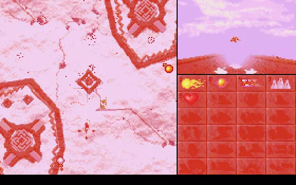 Magic Carpet: The Hidden Worlds DOS The Spells Screen while someone is hitting us