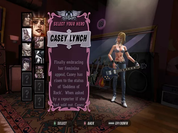 Guitar Hero: Aerosmith Windows Choose your character