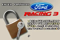 Ford Racing 3 Game Boy Advance The password entry screen